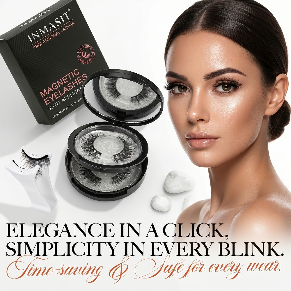 Local Repository Magnetic Eyelashes - Magnetic False Eyelashes Set, Glue-Free, Black/Pink Options with Applicator, Reusable & Waterproof Cat Eye Style, Ideal for Daily Wear/Parties/Valentine's Day Gifts, Must-Have for Women's Makeup