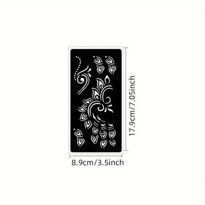 Tattoo Stencils for Body Painting 7-Piece Hollow Flower Nail Art Arm Stickers | Temporary Body Art for Festivals Events | Easy Apply Floral Henna-Style Decoration | Reusable Body Paint Stencil Set