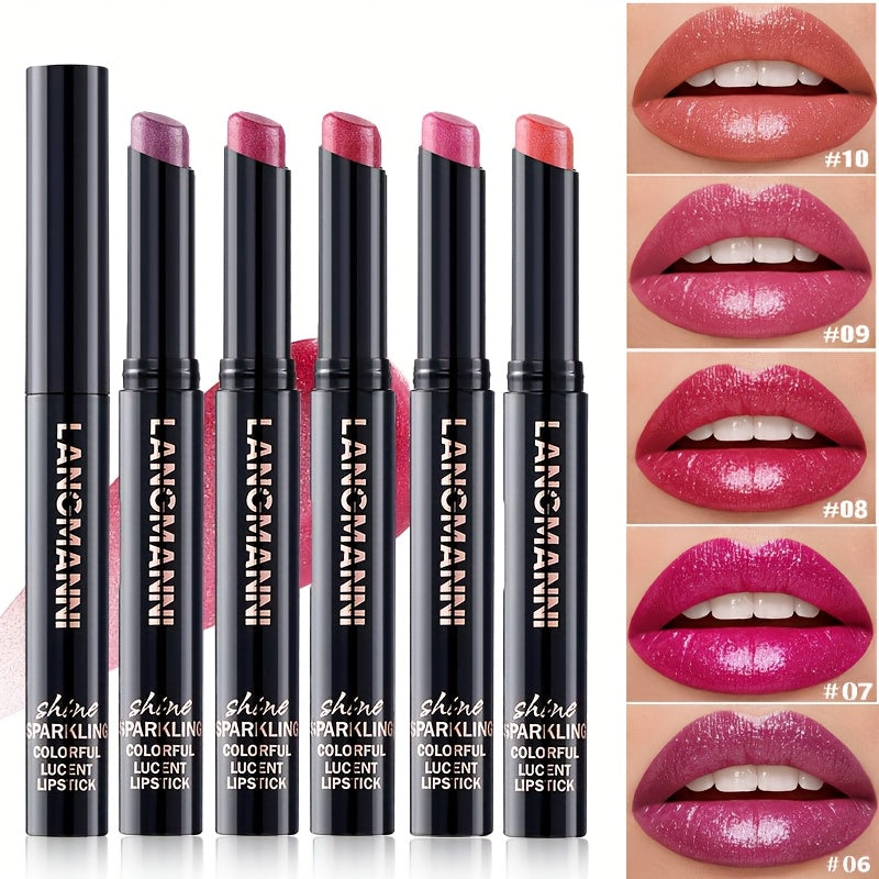 Lipstick Set 5pcs Diagonal Angled Multi Color Long Lasting Easy to Wear Lip Makeup - 5 Shades Gift for Beauty Lovers Beginners & Women