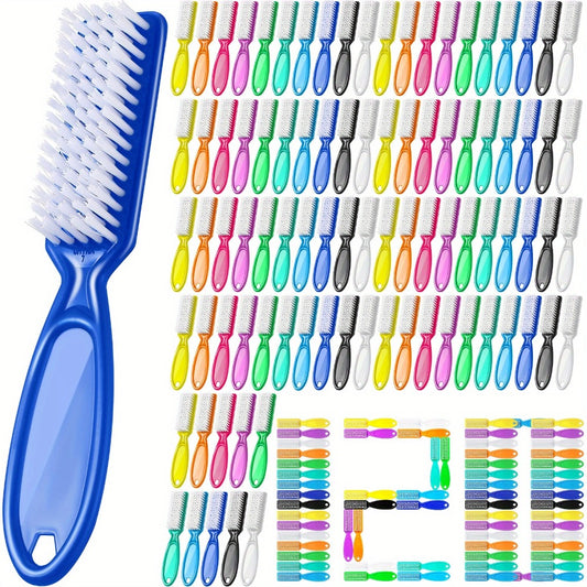 120pcs Handle Grip Nail Brush for Cleaning Fingernails Cleaner Scrub Brush Bulk Hand Cleaning Brushes Soft Stiff Bristles Pedicure Manicure Tools for Nail And Toe (Cute Color)