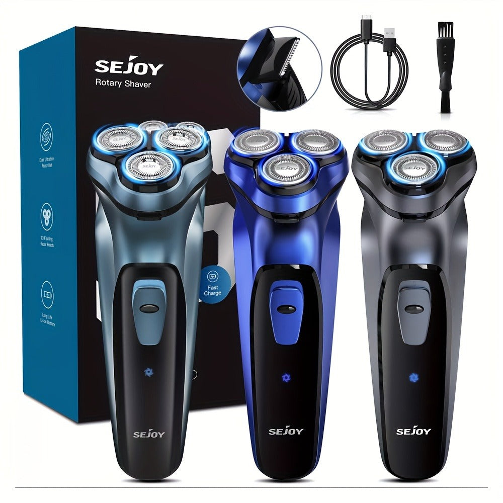 Sejoy Men' Cordless Electric Razor - Fast-Charging Rechargeable - Face Shaver with Washable Heads, Portable Shaving Machine Suitable for Travel & Daily Use - Ideal Gift for Men (Best)