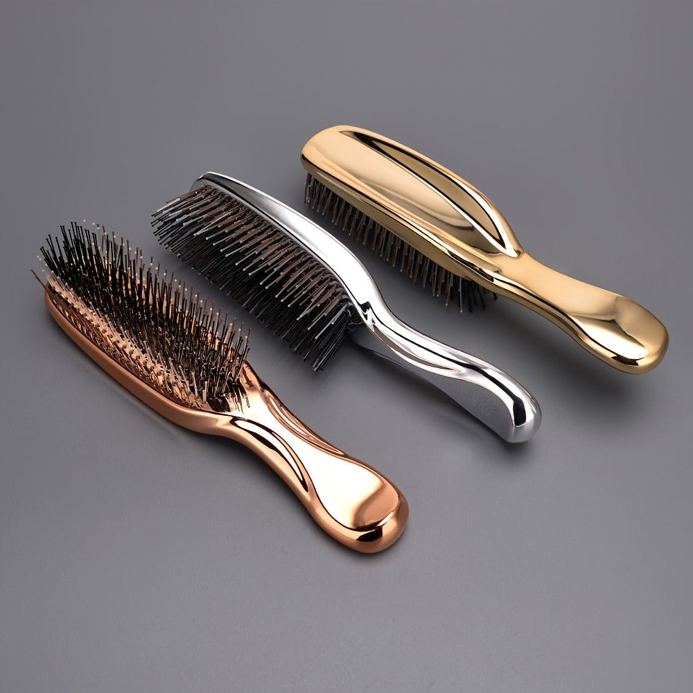 1pc Electroplated Hairdressing Comb Scalp Massage Air Cushion Comb Anti-static Hairdressing Comb with Gift Box