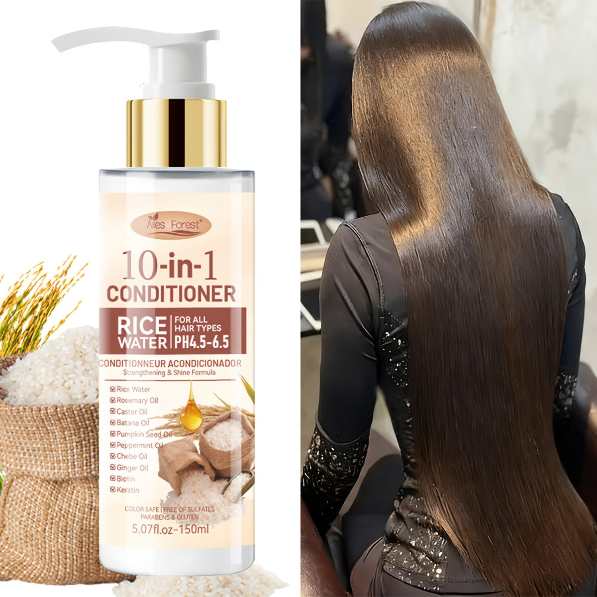 2pcs Set [For Thicker-Looking Hair] 15-Day Fermented Rice Water Shampoo And Conditioner. 10-In-1 Multi-Effect Hair Care: Volumizing, Anti-Frizz, Heat Protection. Deep Cleansing And Repairs Damaged Hair. Long-Lasting Fragrance. Best Gift Choice