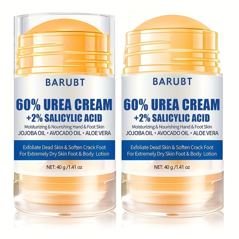 Salicylic Acid Foot Cream 40g, Foot Cream Foot Care Cream, Suitable for Cracked Feet, Knees, Elbows, Hands - Heel Cream Stick Aloe Vera, Beeswax, Urea Foot Cream Smooth Skin, Unisex (2 Bottles)