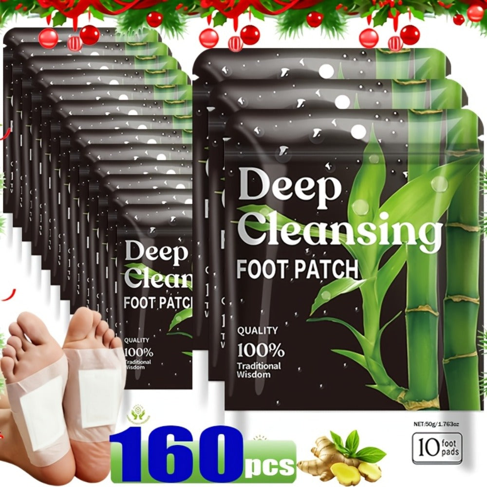 60/160pcs Deep Cleaning And Care Foot Patch Set, Natural Bamboo Vinegar Ginger Powder Plant Ingredients, Non-alcoholic Enhanced Cleaning And Moisturizing, Cheap Foot Care Massage Pad After Foot Bath - Christmas Gift - Local Warehouse