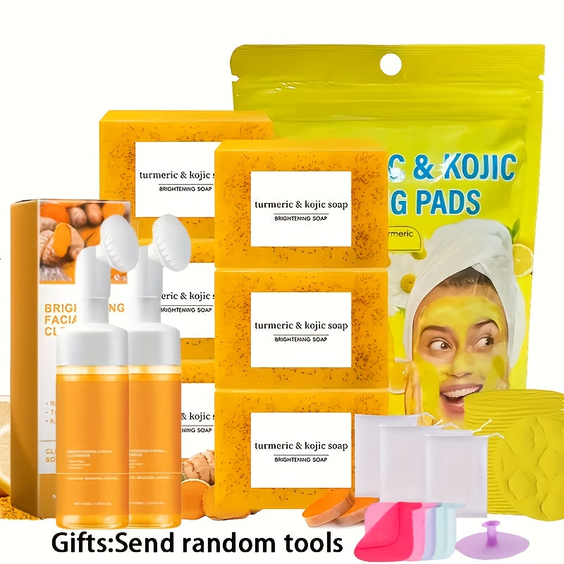Turmeric Kojic Acid Soap Handmade Cold Process Lemon Brightening Bar for Face Body Deep Cleanse Hydrate All Skin Types Gift Set 6 12pcs