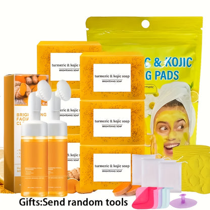 Turmeric Kojic Acid Soap Handmade Cold Process Lemon Brightening Bar for Face Body Deep Cleanse Hydrate All Skin Types Gift Set 6 12pcs
