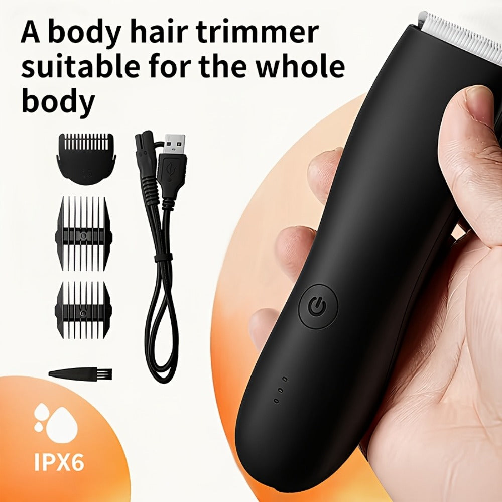 Professional Body Hair Trimmer, IPX6 Waterproof with Replaceable Blades. Men's Groin and Body Hair Trimmer, Electric Ball Trimmer with Replaceable Ceramic Blades for Grooming, Beauty Scissors, Men's Razor, Bikini Trimmer for Women, Father's Day Gift