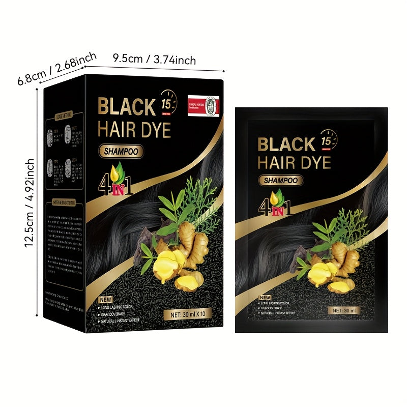 1 Box Of 10 Packs Of Portable Individual Packaging, Black/dark Brown/chestnut/coffee Shampoo-shampoo, Three-in-one Hair Dye Shampoo Natural Hair Dye Deep Cleansing Shampoo, Suitable for Men And Women