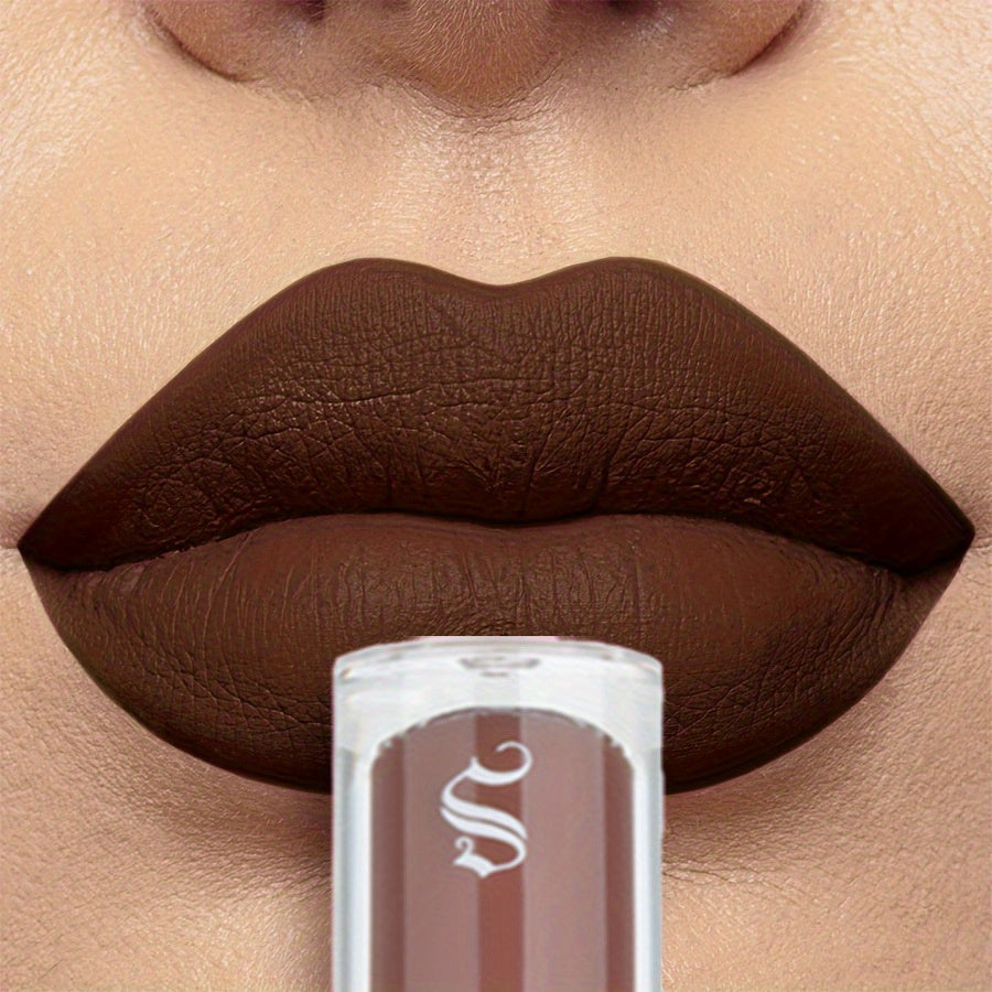 3 Colors Set Matte Lip Glaze, - Long Lasting Waterproof Lip Gloss, Non-Stick Velvet Lip Mud, Rich Brown Color, High, Smooth Non-Greasy Finish, Cute Bear Packaging, Ideal for Festival, Party, Daily Makeup, Lip Gloss&Lip Stick