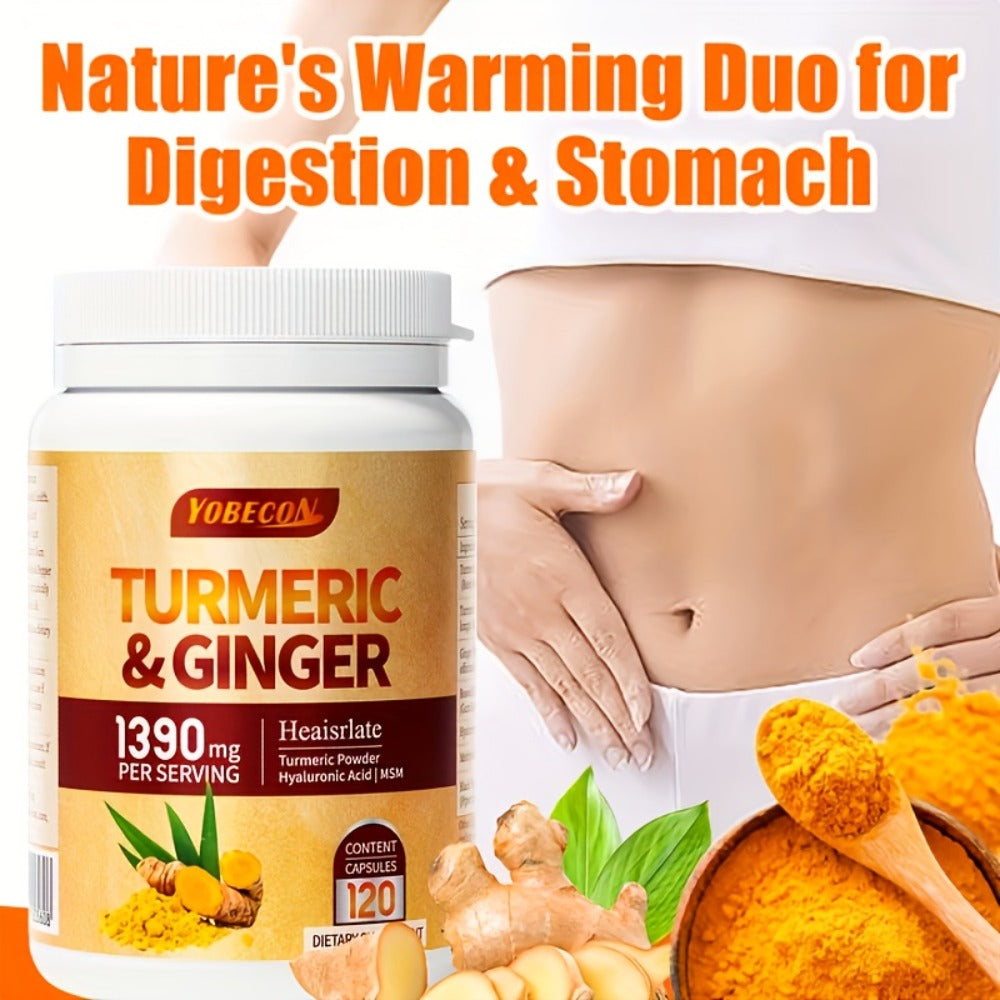 [Turmeric Supplement] Sports Support, Skin And Digestion Health Helps Maintain Vitality And, Contains Black Pepper, Family Pack And Winter Gifts, 120 Powder Capsules