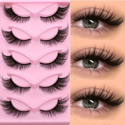 Strip False Eyelashes 180 Pairs Value Pack — Long Thick Cat Eye Reusable Lashes, 6 Packs of 30 Pairs Flexible Clear Band Wispy Lashes for Glamorous Eye Makeup, Holiday Gift & Everyday Wear