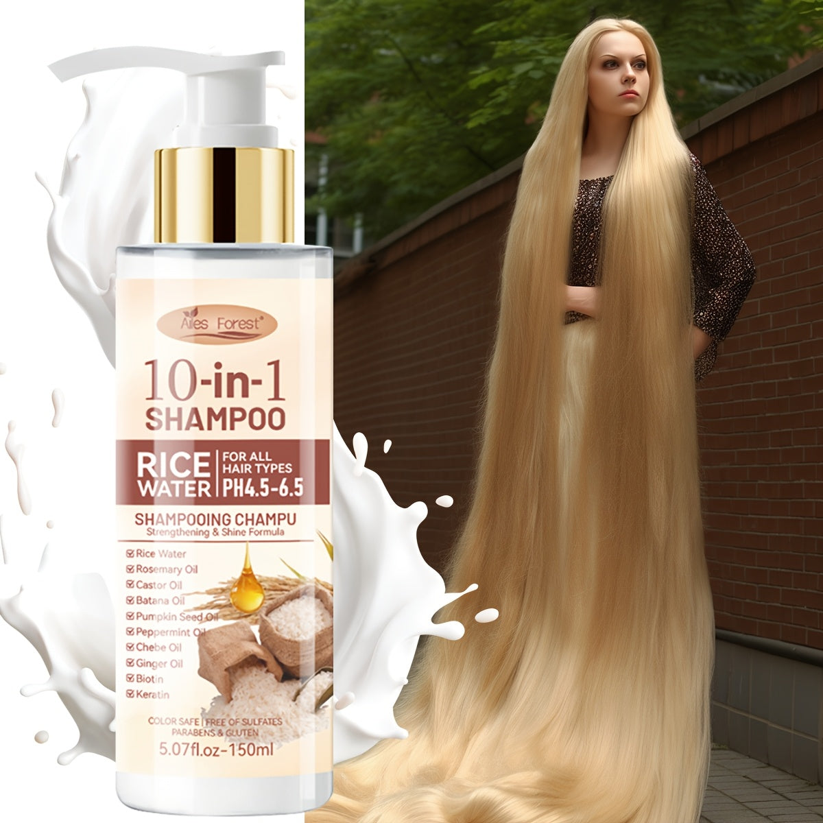2pcs Set [For Thicker-Looking Hair] 15-Day Fermented Rice Water Shampoo And Conditioner. 10-In-1 Multi-Effect Hair Care: Volumizing, Anti-Frizz, Heat Protection. Deep Cleansing And Repairs Damaged Hair. Long-Lasting Fragrance. Best Gift Choice