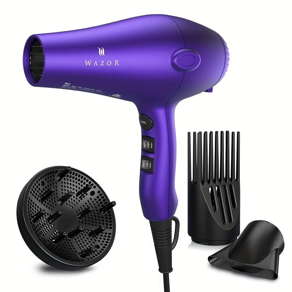 3Rd Generation Lightweight Low Noise Hair Dryer, 1875W Ceramic Negative Ionic Blow Dryer And 2-Speed 3-Heat Settings Cool Shot with Diffuser Concentrator Comb, Hair Dryers for Women, for Women Gifts, Best Gifts (Purple)