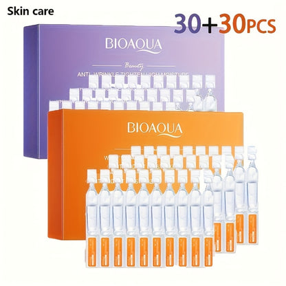 Retinol & Vitamin C Essence Set – AM Brightening + PM Firming Serum Duo for All Skin Types, Travel-Friendly Anti-Aging Skincare, 30 Pcs Each