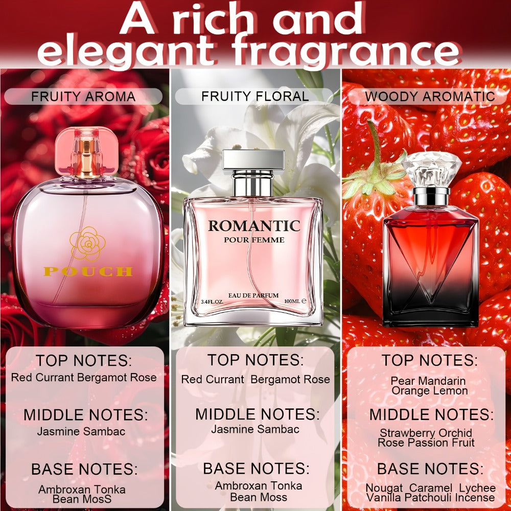Women's Perfume Set 3-Pack Signature Fragrance Collection 10.1oz - Quince Lychee Musk, Pear Vanilla Sandalwood & Amber Berry Woods, Long Lasting Floral Scents for Everyday Elegance & Gifting