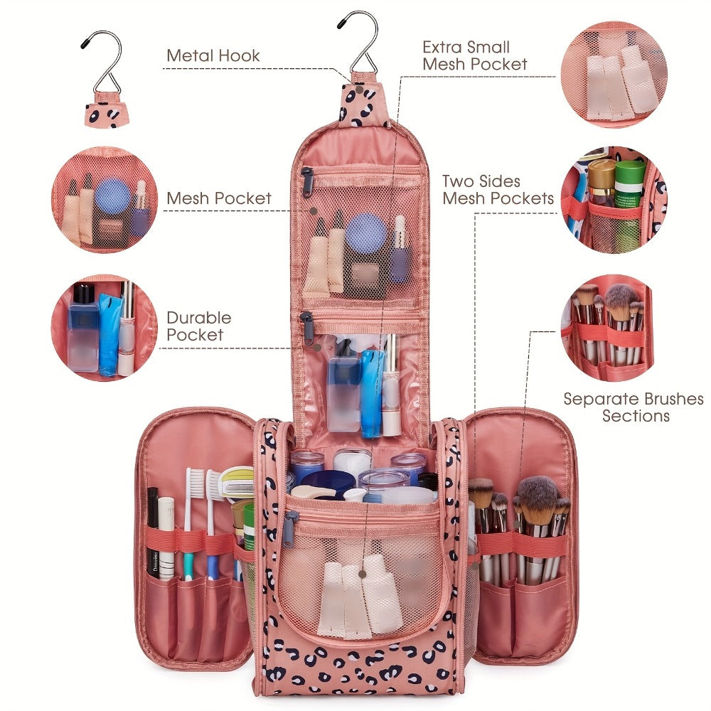 Hanging Toiletry Bag for Women Travel Makeup Bag Multi-Compartment Cosmetic Organizer with Hook Large Capacity Waterproof Toiletry Pouch for Travel Cruise Gym