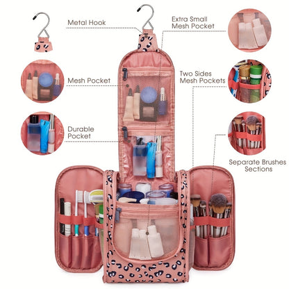 Hanging Toiletry Bag for Women Travel Makeup Bag Multi-Compartment Cosmetic Organizer with Hook Large Capacity Waterproof Toiletry Pouch for Travel Cruise Gym
