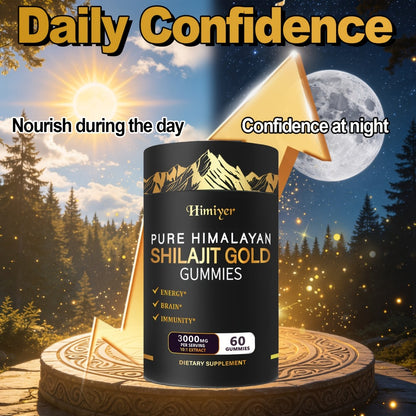 Shilajit Gummies 3000mg Pure Himalayan Shilajit with Ashwagandha Ginger & Deer Antler — Energy Stamina Vitality & Immune Support Supplement for Women and Men 2-Pack 2-Month Supply