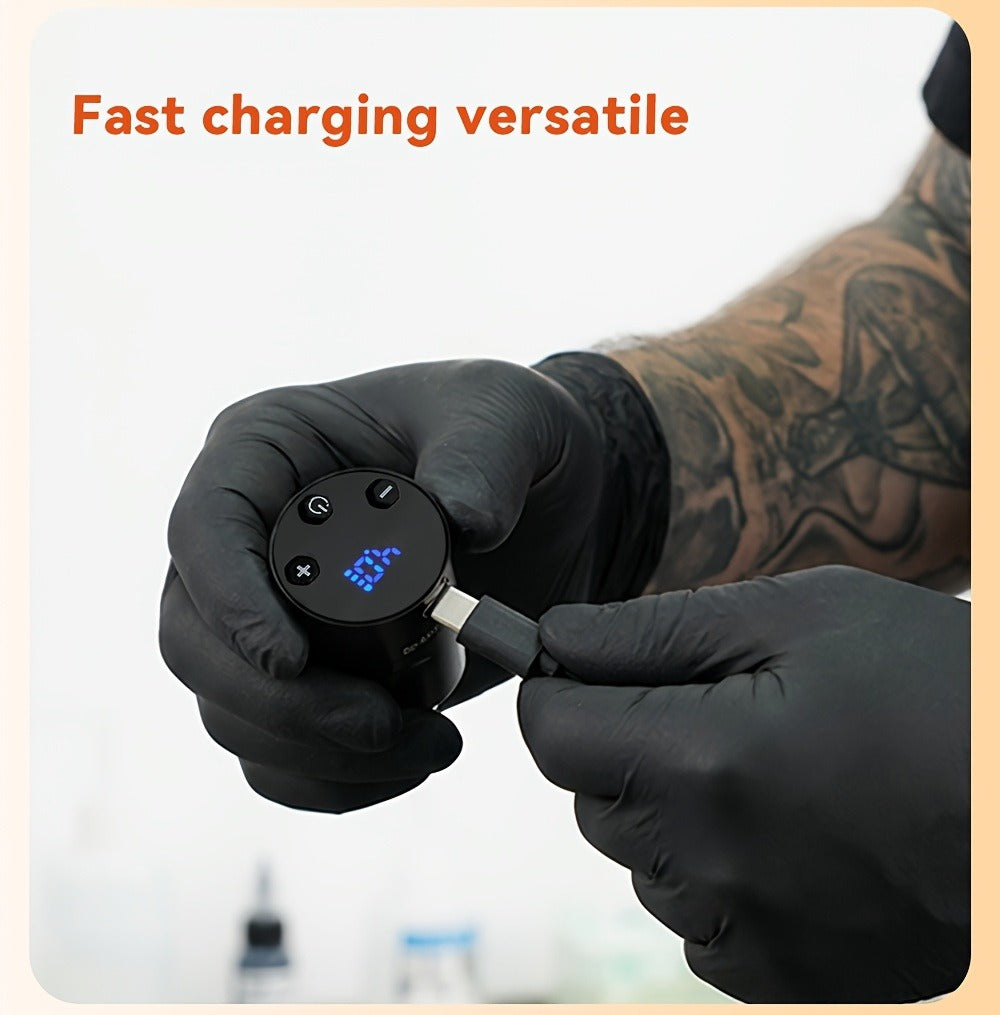 Tattoo Battery Wireless Power Supply Portable Rechargeable - LED Digital Display RCA DC Connector Coreless Motor for Rotary Tattoo Pen Machine Red Silver Black