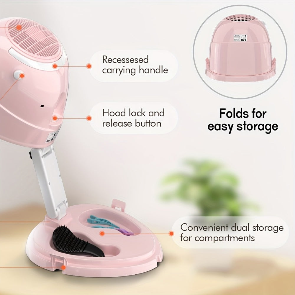 1875W Ionic Hooded Hair Dryer Bonnet with 3 Settings, Professional Sit Under Hair Dryers for Women with Ceramic Technology, Portable Hair Dryer with Hood, Hooded Dryer for Home & Salon