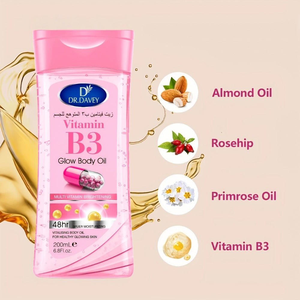 2pcs Vitamin B3 Skin Body Oil- Hypoallergenic, One Bottle Can Take Care Of The Entire Body Including Hair, Body And Nails. Light Texture, Non-greasy, Easy to Absorb, Multi-functional, Home Essential, Gift for Mom, Mother's Day Gift