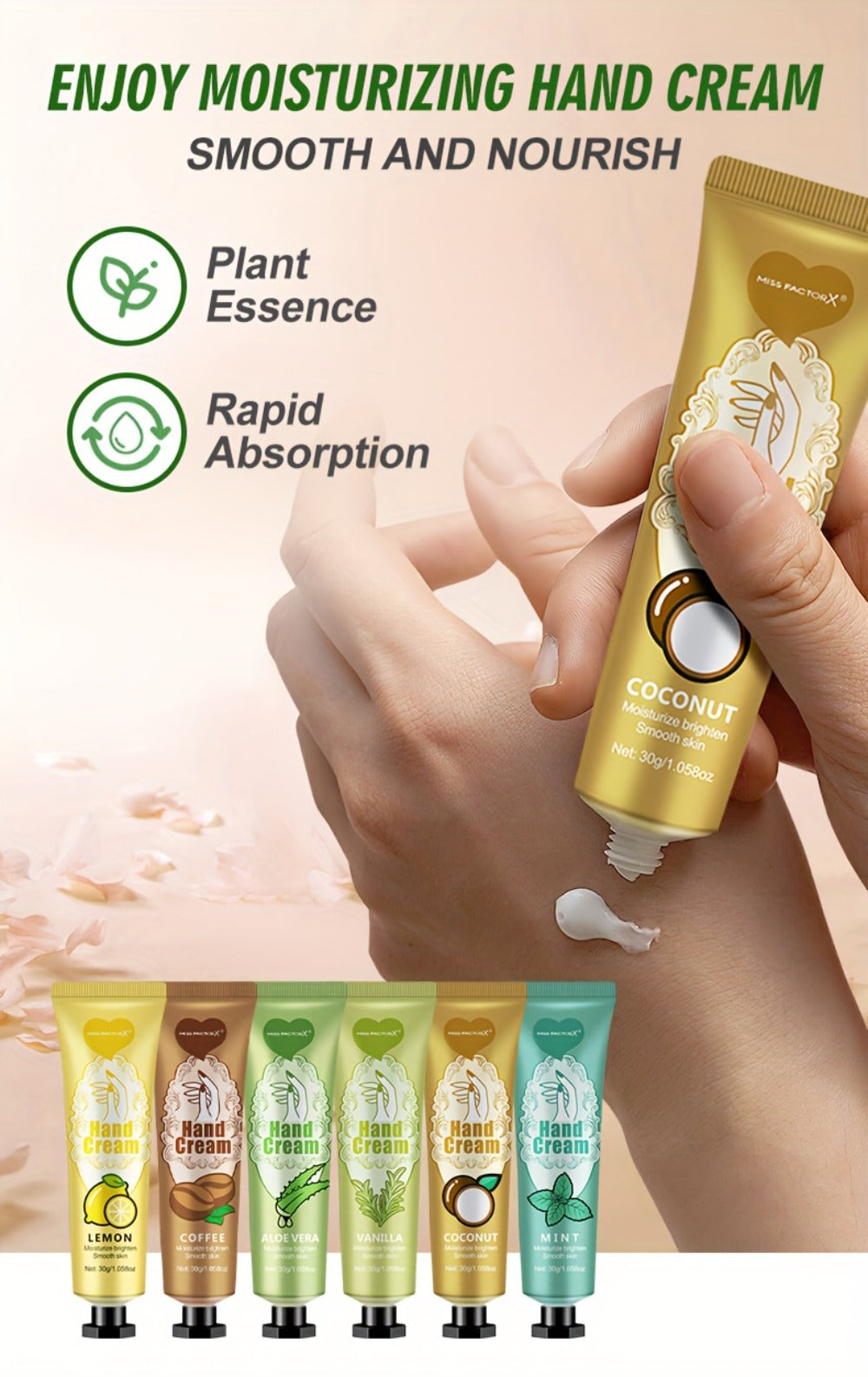 [Ideal Gift] 24pcs MISS FACTORX Hand Cream And Lip Balm Gift Set Moisturizing, Hydrating Formula with Glycerin And Hyaluronic Acid - Includes Thank You Cards And Heart-Shaped Gift Bags - Ideal for Women, Bridal Showers, And Corporate Team Building