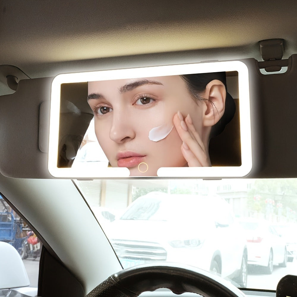 Car Sun Visor Makeup Mirror USB-powered with Included Charging Cable Features 3 Light Modes And LED Illumination Suitable for Cars, Trucks, And SUVs Perfect Gift for Women Essential Road Trip Companion Ideal for Female Drivers Great Christma