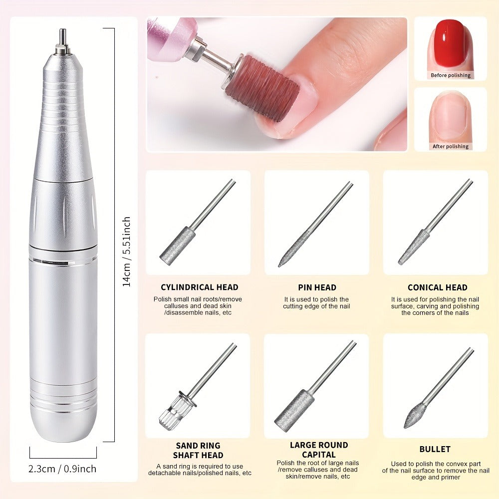 45000RPM Portable Electric Nail Drill Machine with LCD Display Nails Sander for Acrylic Gel Polish Rechargeable Nail Tool