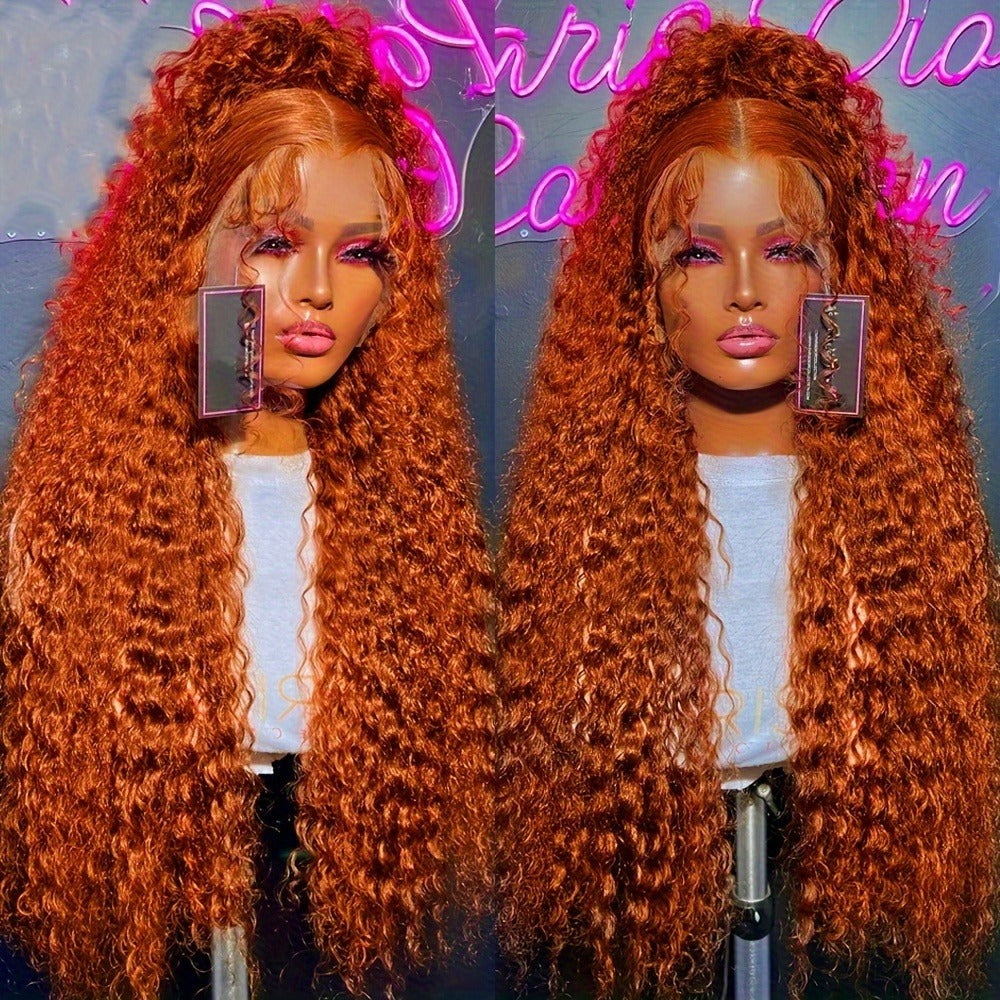 Lace Front Wig Human Hair 13x4 HD Lace Frontal Ginger Orange Straight Pre Plucked 180% Density 32 Inch Colored Wigs for Women