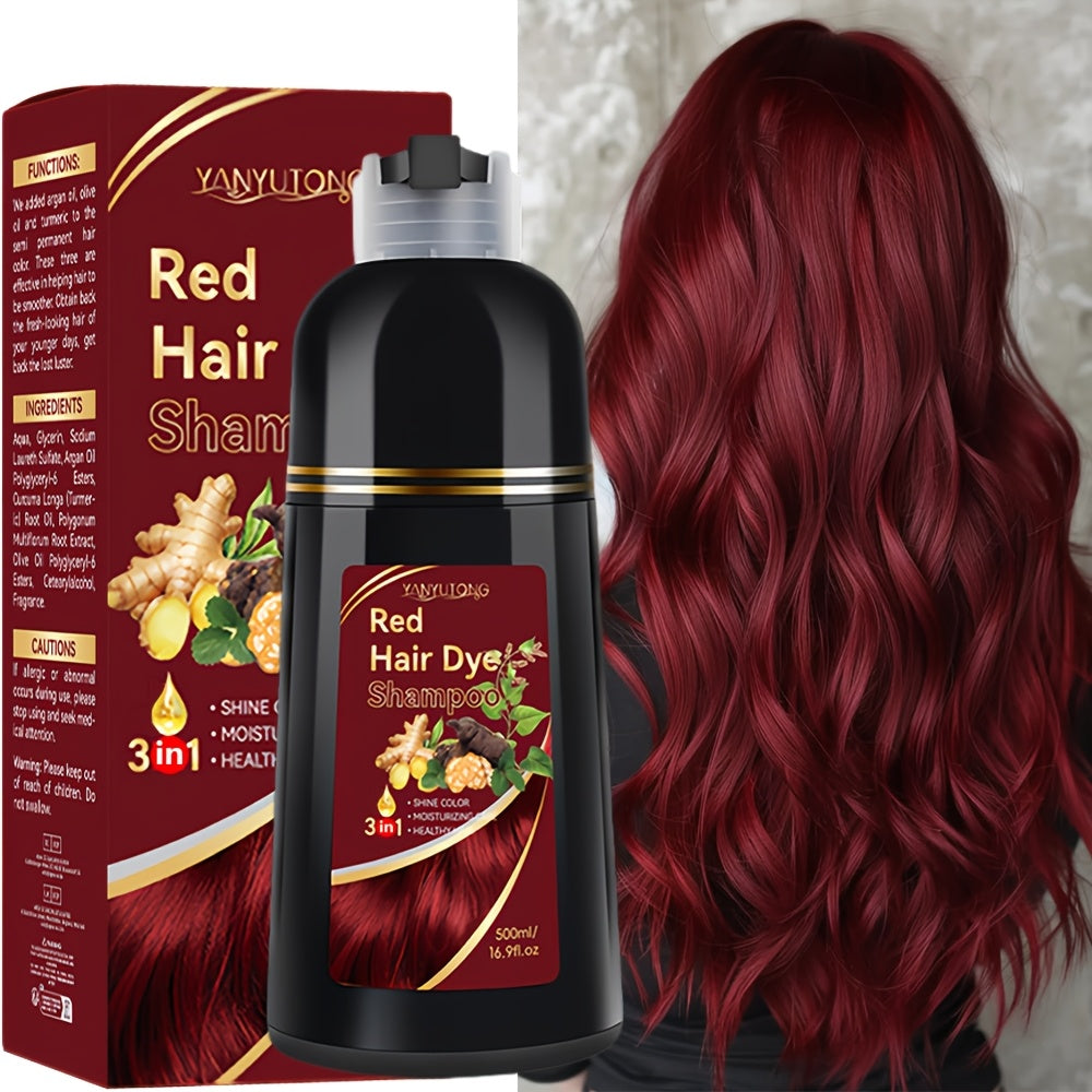 16.91oz Hair Dye Shampoo, Natural Plant Pigments, Safe for Hair, Quickly Covers Gray Hair, Available In Black, Red, Brown, And Chestnut Brown, Halloween Gift, Christmas Present