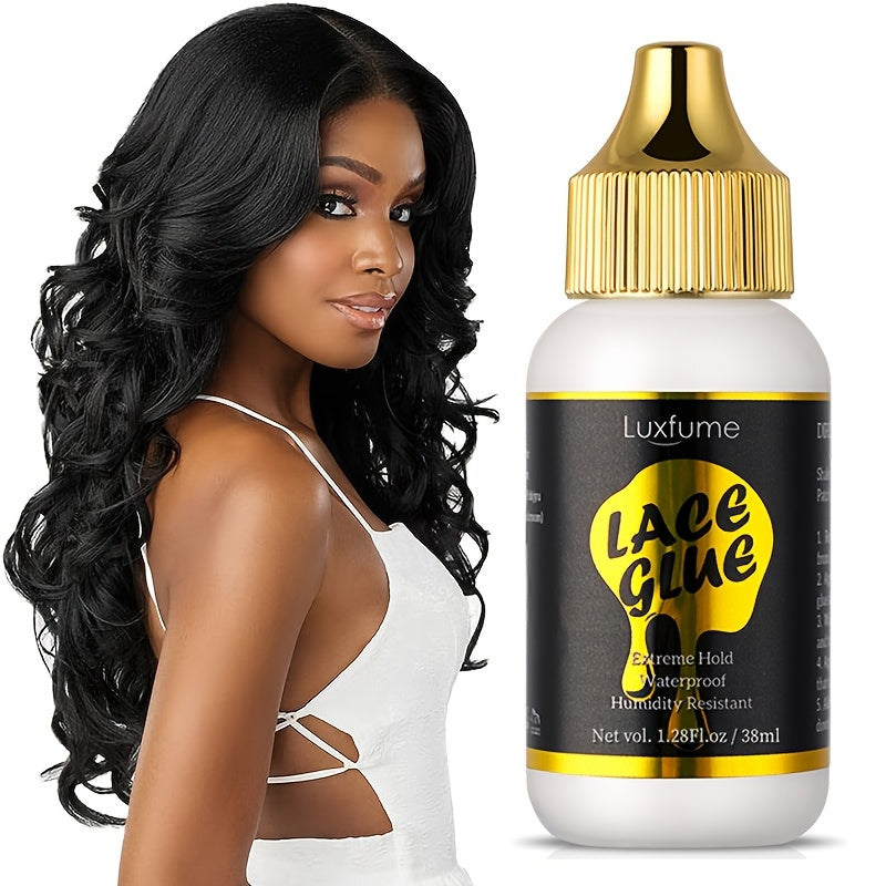 Waterproof Wig Glue - Latex-Free Strong Hold for Wigs & Lace Front | Traceless, Sweat & Rain Resistant | All Day Wear for School/Work (1.28oz)