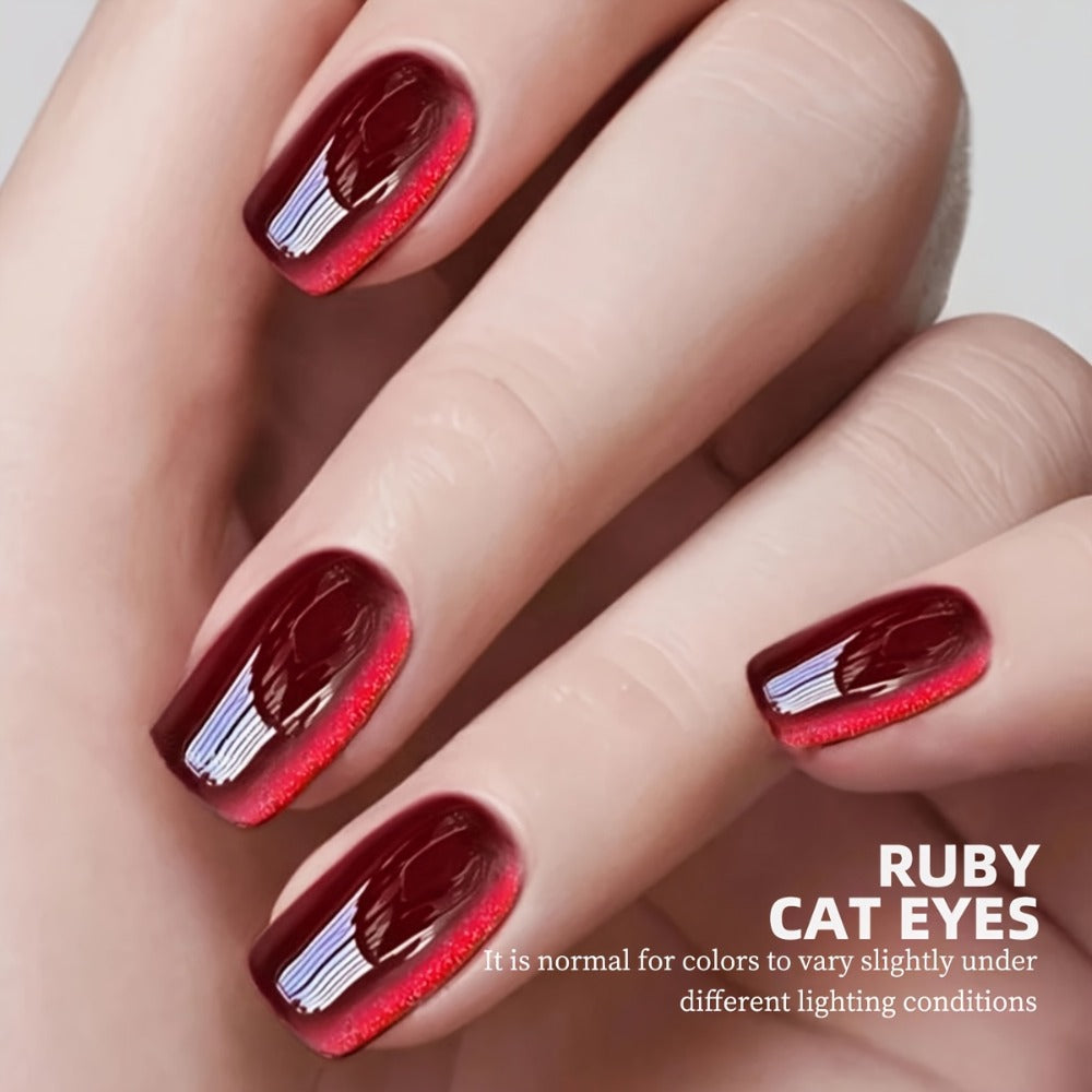 XEIJAYI Electroplating Bottle 5pcs Cat's Eye --- Super Bright Cat's Eye Gel Ruby Cat's Eye Porcelain White Glass Bead Effect Sparkling LED Nail Gel Home Salon Must-have Salon Gel