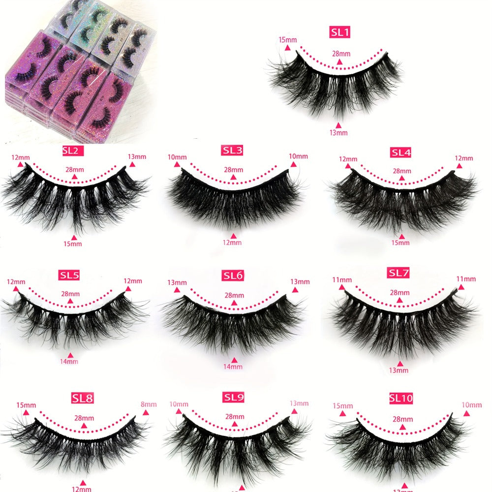 20 Pairs False Eyelashes Natural Long Fluffy Curling Thick Reusable & Lightweight Eyelashes Mix Styles Portable for Daily Use