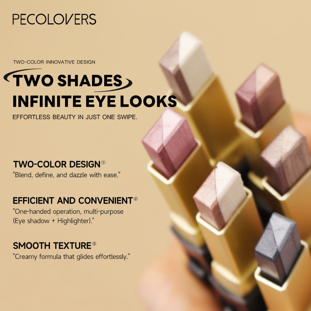 Glitter Eyeshadow Stick Pencil Set 6pcs — Double Color Gradient Shimmer Metallic Eye Shadow Pen, Waterproof 2-in-1 Two Tone Lazy Eye Makeup Tool for Women