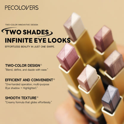 Glitter Eyeshadow Stick Pencil Set 6pcs — Double Color Gradient Shimmer Metallic Eye Shadow Pen, Waterproof 2-in-1 Two Tone Lazy Eye Makeup Tool for Women