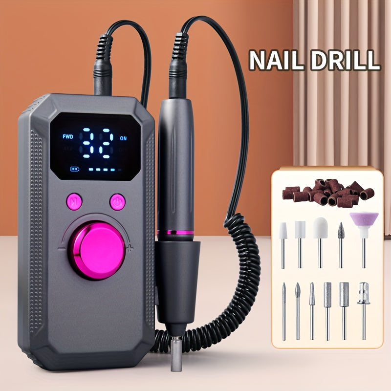 This Electric Nail Grinder Is Rechargeable And Comes with 11 Grinding Heads And 20 Sanding Rings, Perfect for High-Speed Salon Use at Home, Making It a Great Gift for