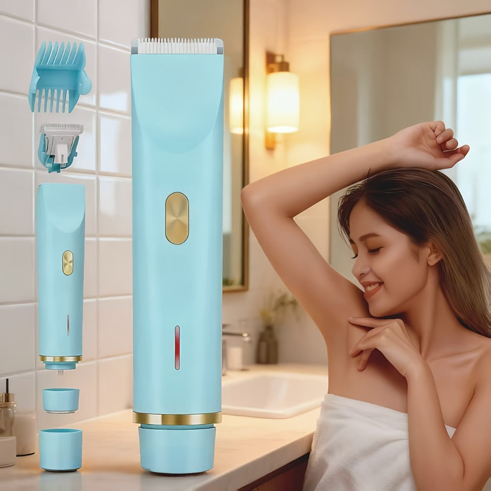 Women'S Electric Shaver, 2-in-1 Electric Shaver, Women'S Electric Shaver Suitable For Face, Nose, Legs And Underarms, Women'S Bikini Trimmer, 67 Waterproof, Wet And Dry Use, Painless, Rechargeable - Portable Hair Shaver