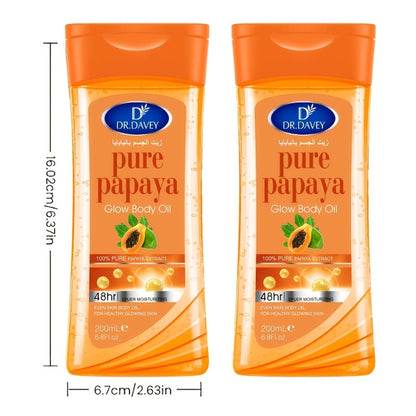 Papaya Brightening Glow Oil 2pcs Multi-Use Non-Greasy Fast-Absorbing Moisturizing Body Oil for Skin Hair Nails Scalp Care All Skin Types Mother's Day Gift