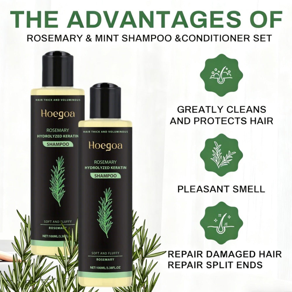 Rosemary Shampoo 2-Pack - Rosemary Extract Vitamin C Vitamin E & Keratin Formula, Deep Cleansing Moisturizing Strengthening Hair Care, Smooth Shiny Frizz-Free Results for Women & Men, Holiday Gift Set