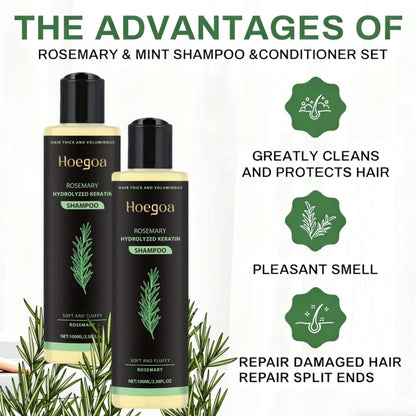Rosemary Shampoo 2-Pack - Rosemary Extract Vitamin C Vitamin E & Keratin Formula, Deep Cleansing Moisturizing Strengthening Hair Care, Smooth Shiny Frizz-Free Results for Women & Men, Holiday Gift Set
