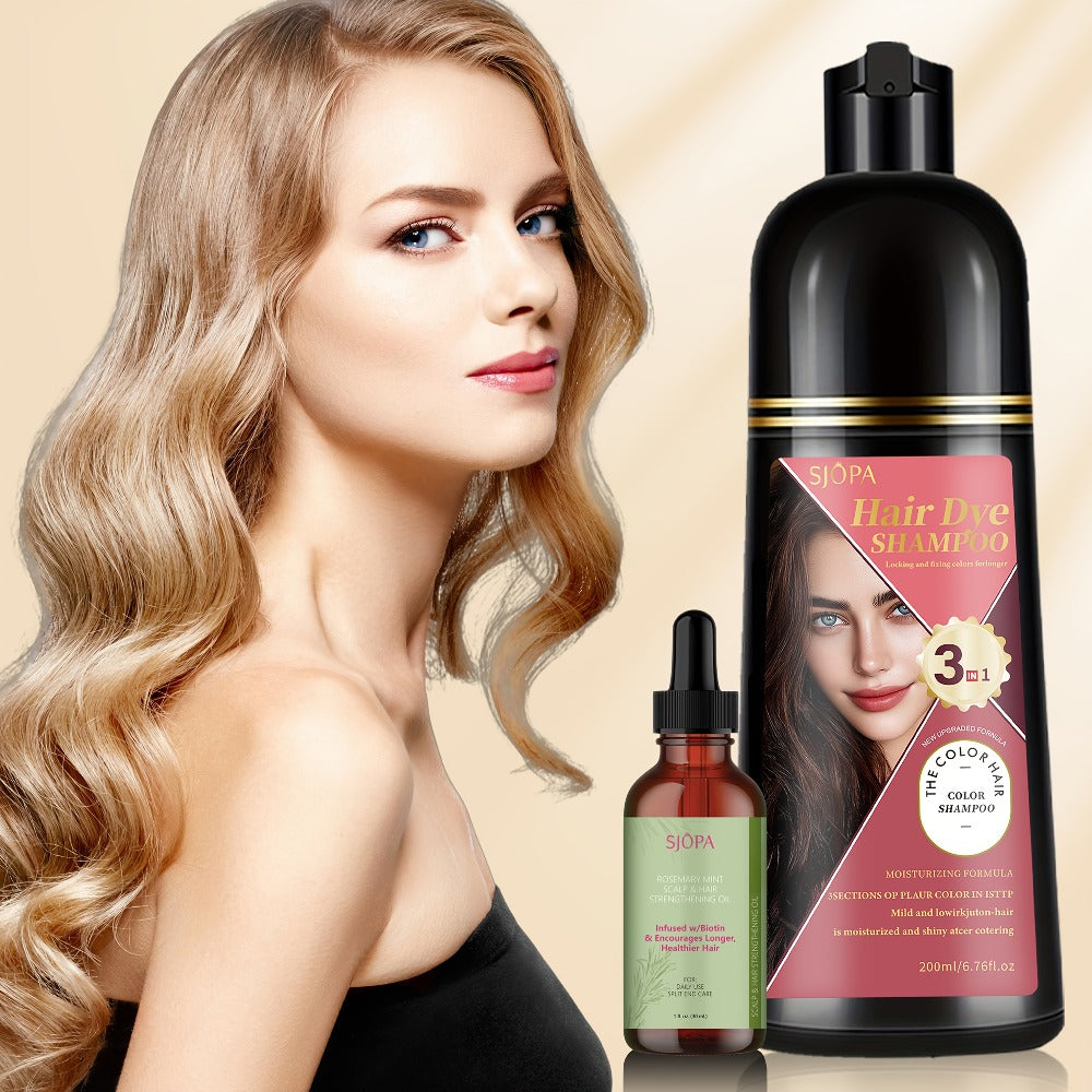 Hair Color Dyeing Shampoo 3-in-1 — Plant Squalane & Glycerin Formula | Colors, Conditions & Cleanses in One Wash | 10 Shades | Easy At-Home Hair Coloring