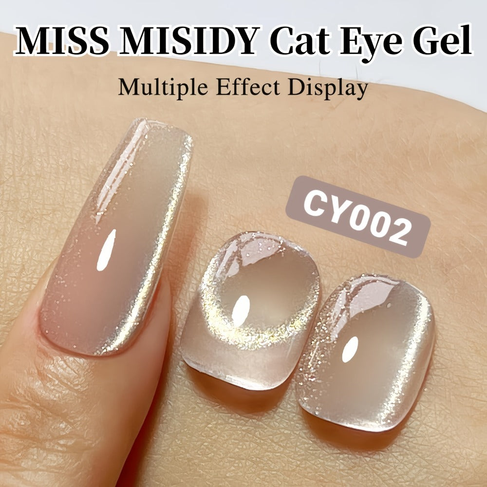 MISS MISIDY 0.54oz Ice Clear Nude Cat Eye Gel Nail Polish - Long-Lasting Nail Polish, No Residue, Quick-Dry Glossy Finish, Fragrance-Free Formula for Salon & Home Manicure/Pedicure - Professional & Everyday Nail Art Designs, Nail Polish Gel, Pedicure Prod