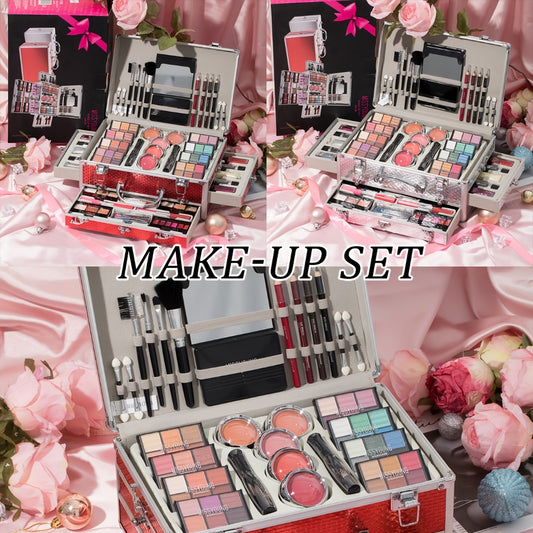 Makeup Gift Set 106 Piece Full Face Kit Eyeshadow Palette Lipstick Lip Gloss Blush Mascara Eyeliner Concealer Brushes Complete Beauty Box