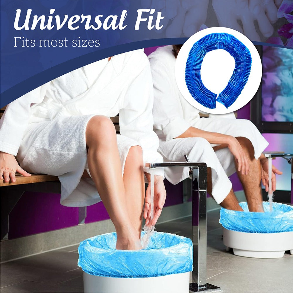400 Count Pedicure Liners Disposable – XL Blue Spa Pedicure Bowl Liners 48'' x 48'' x 9.5 Mic – Plastic Foot Spa Liners for Chair, Tub, Salon Use
