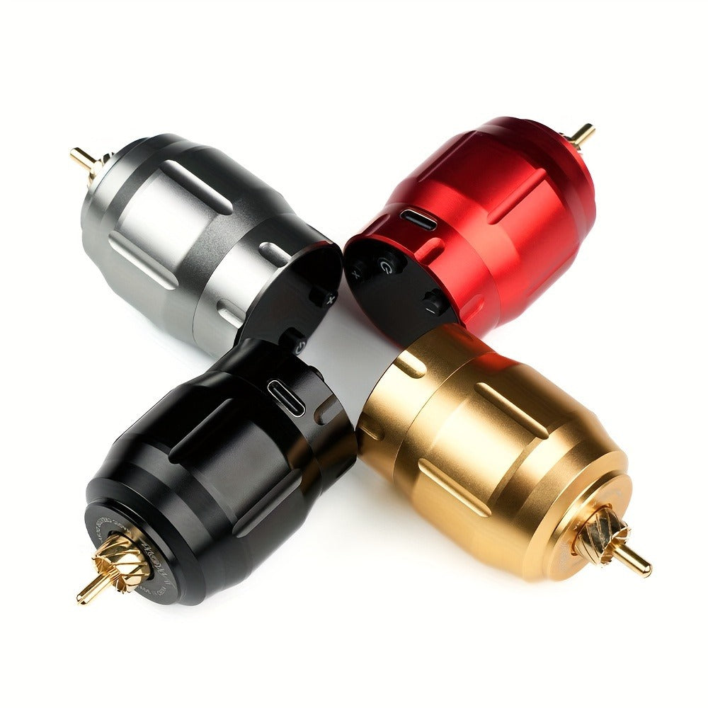 Wireless Power Supply for Tattoos, Featuring a Portable Rechargeable Motor Without Cords, Equipped with an LED Digital Display And RCA Connector, Designed for Rotary Tattoo Machines And Makeup Tools