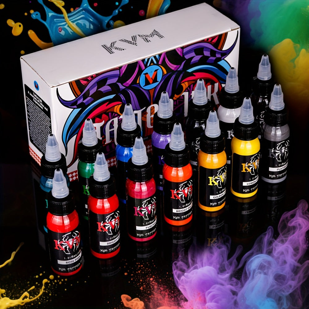 Tattoo Ink Set 1oz (30ml) - 7 or 14 Color Professional Tattoo Ink Kit, Stable Vibrant Pigments for Artists & Beginners, Complete Tattoo Color Supply for Machine & Gun