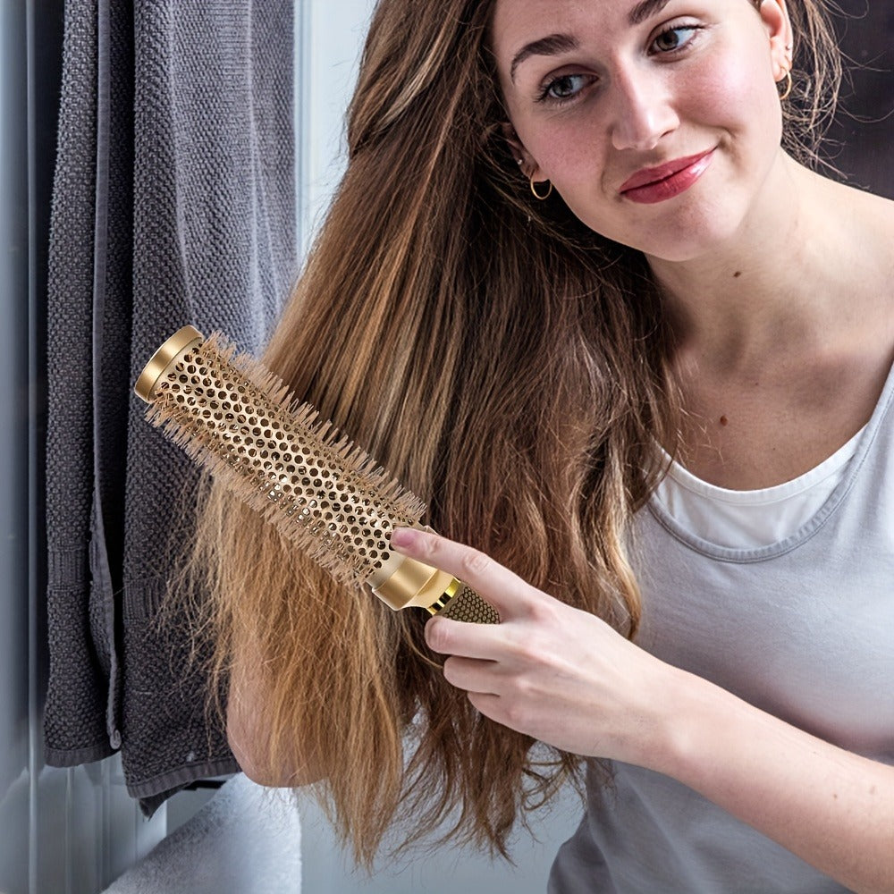 1 Extended Women's Styling Roller Comb, A High-temperature Resistant Professional Round Hair Brush with Nano Thermal Ceramic And Ion Technology, Suitable for Voluminous Bangs And Wavy Curls, Curling Styling Tool (extended Version)