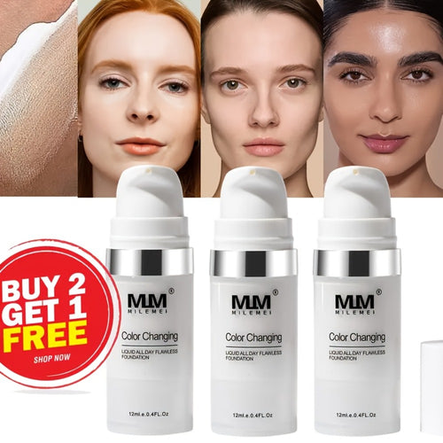 Color Changing Foundation BB Cream Set 3pcs Matte Oil Control Concealer Base Long Lasting Smudge Proof - Light Beige to Medium Shade Travel Size Makeup