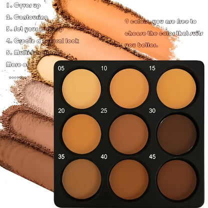 Contour Palette 9 Colors — Matte Face Contouring & Bronzer Kit, Deep Brown Tones, Multi-Functional Professional Makeup for All Skin Tones, Daily, Party & Date Looks, Ideal Holiday Gift